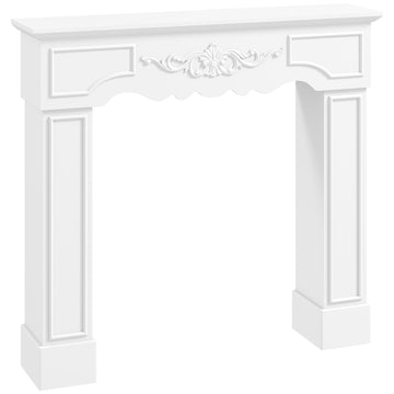Baroque Fireplace Mantel Freestanding with Leg 43.3"x39.8" White