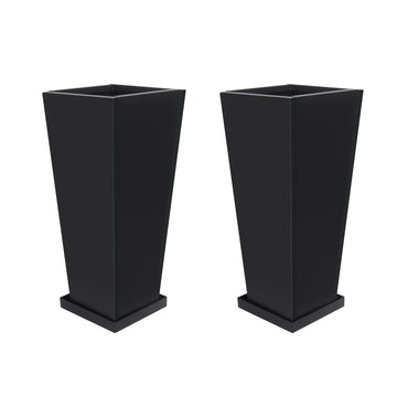 20" Metal Tall Outdoor Planters Set of 2, Durable & Wealtherproof