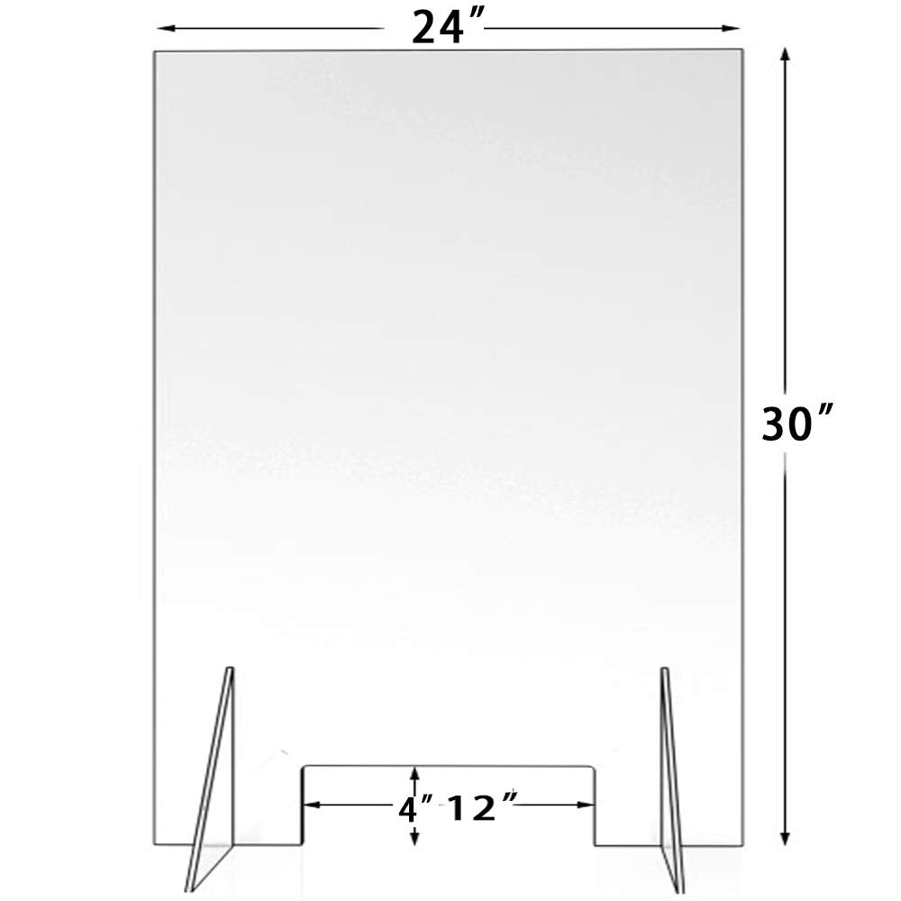 Sneeze Guard - 24" W x 30" T Acrylic Divider Protection Barrier Shield Checkout Counter Desk