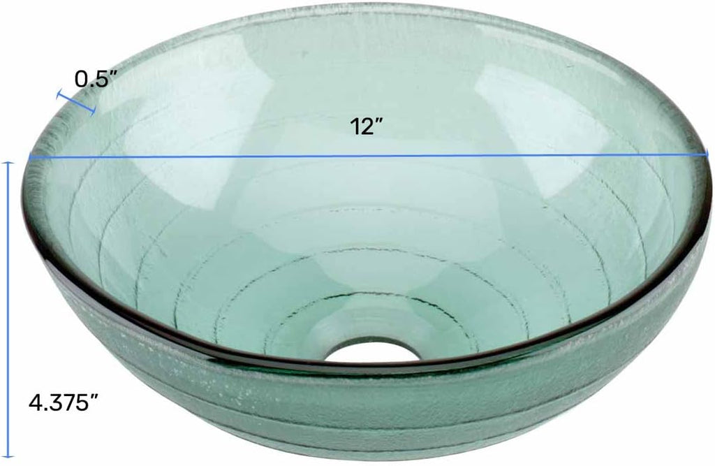 Renovators Supply Glass Countertop Vessel Sink - Round Bathroom Wash Basin - Tempered Vanity Bowl With Sink Drain
