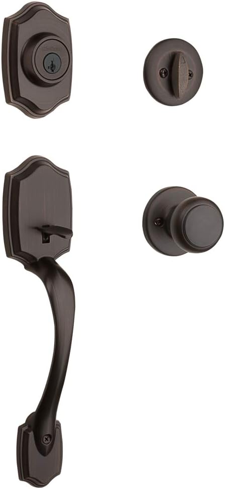 Belleview Front Door Lock Handle and Deadbolt Set, Entry Handleset Exterior with Interior Door Knob, Venetian Bronze - Door Handleset