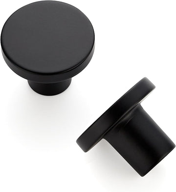 10 Pack Cabinet Knobs Black Kitchen Cabinet Knobs Round Dresser Drawer Pulls Closet Door Pulls 1-1/5 Inch