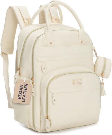 Leather Diaper Bag Backpack - Baby Essentials Travel Baby Bag, Multi function, Water Resistant, with Changing Pad