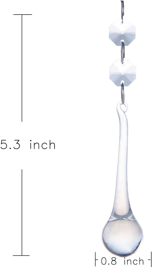 10 Pcs 5.3 Inch Crystal Raindrop Octagon Beads Chandelier Lamp Pendants - Crystal Raindrop Pendants with Octagon