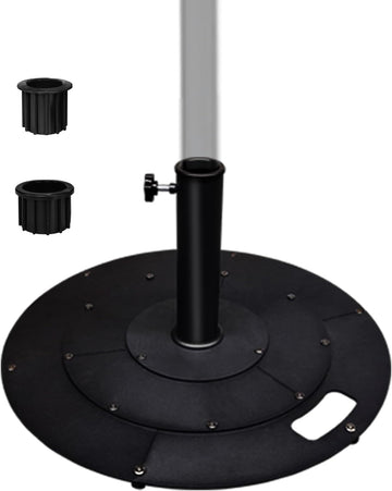 21 Inches Metal Umbrella Base with 2 Adapters for 1-¼" or 1-½" Umbrella Poles