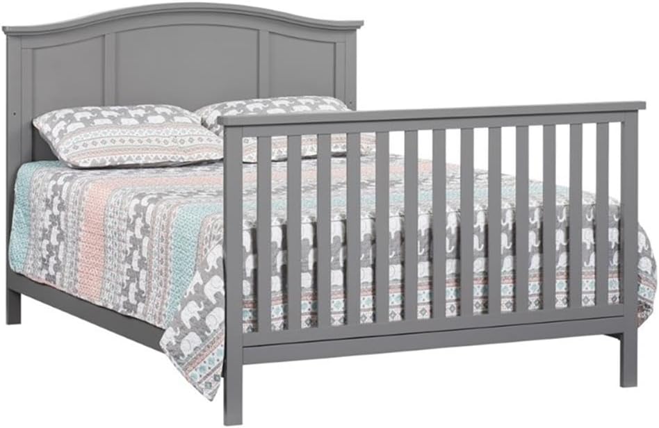 4-in-1 Convertible Wood Crib, Dove Gray Finish, Full Panel Headboard, Greenguard Gold Certified, 45.38 x 56.25 x