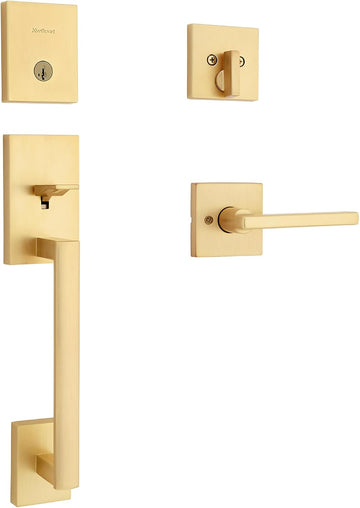 San Clemente Front Door Lock Handle and Deadbolt Set, Entry Handleset Exterior with Interior Reversible Lever - Door Handleset