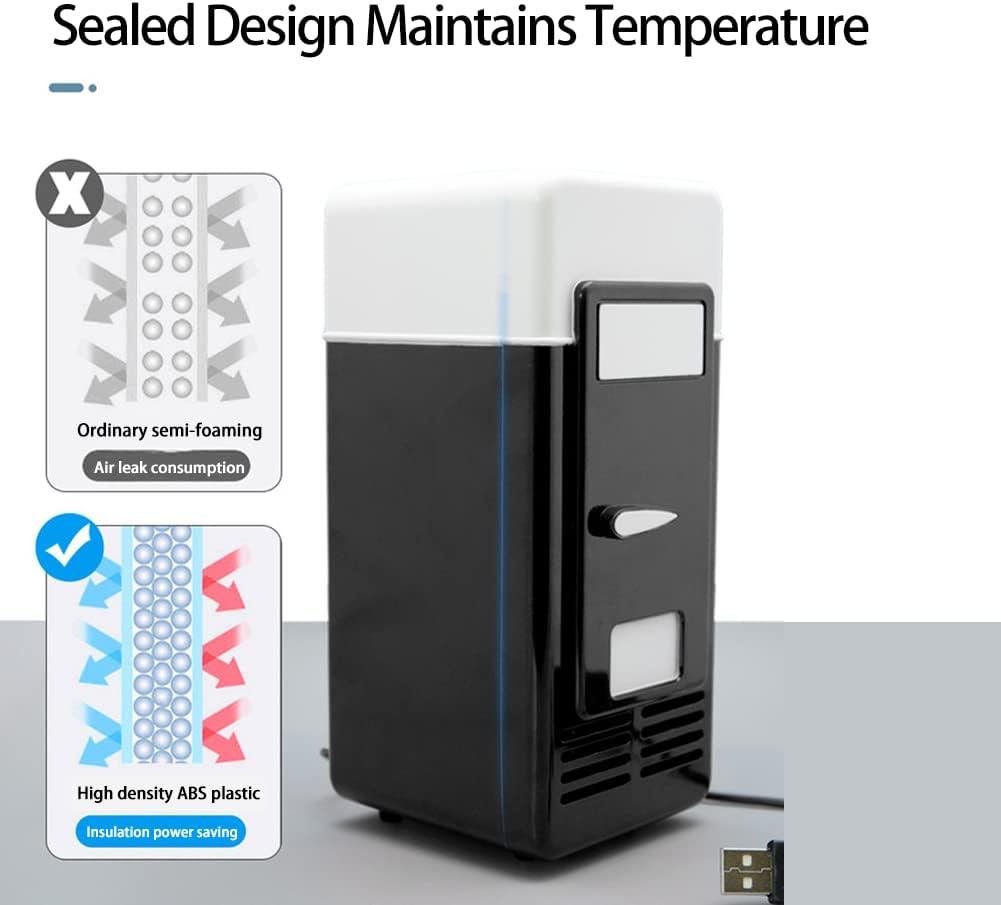 Mini Fridge for Bedroom, Portable Low Noise USB Fridge Cooler Single Can Car Refrigerator for Skincare, Beverage, Food