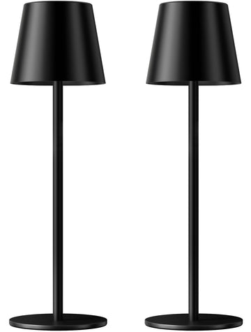 Rechargeable Table Lamp Sets, Cordless Battery Operated Lamps, Black