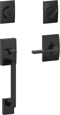 F60 CEN 622 LAT CEN Century Front Entry Handleset with Latitude Lever, Alloy steel, Deadbolt Keyed 1 Side, Matte Black - Door Handleset