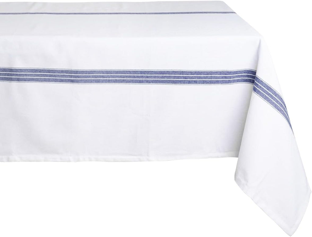 Blue Cotton Tablecloth, Farmhouse for Rectangle, Linen Rectangular Navy Blue Table Cover, Rustic Cou