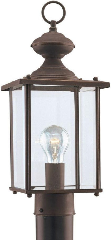Traditional One Light Outdoor Post Lantern from Jamestowne Collection Dark Finish, 7.00 inches, Antique Bronze