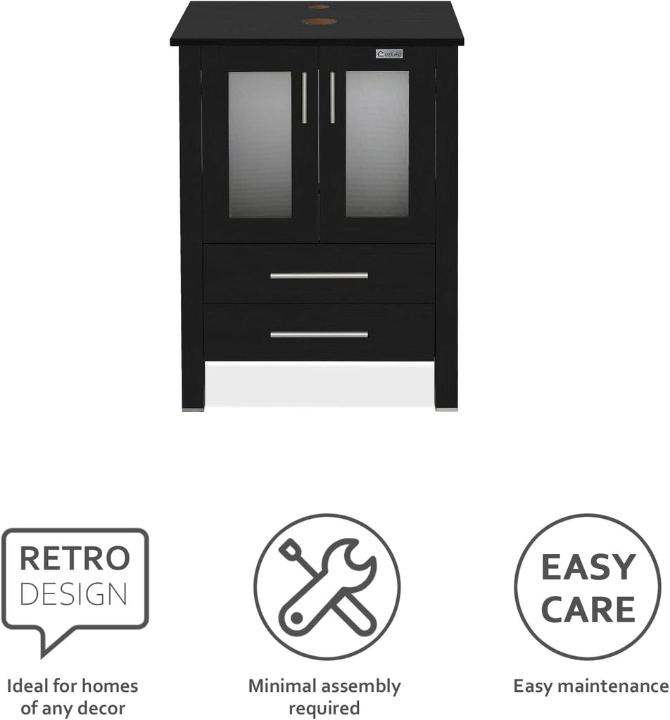 48" Modern Bathroom Vanity Sink Combo Freestanding Cabinet with Small Side Cabinet, Blue Boat Glass Vessel Sink