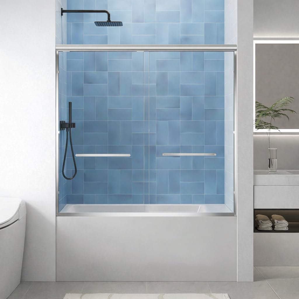 56-60" W x 57" H Semi-Frameless Bathtub Sliding Doors