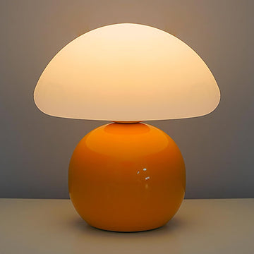Cute Small Mushroom Lamp, PE Lampshade, Ceramic Base, Adjustable Light Color and Brightness with Power-Off Memory