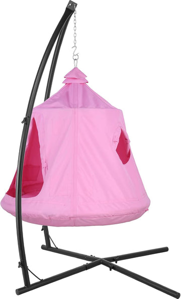 X-Shaped Hanging Tree Tent W/Swing Chair,Hammock Chair W/Stand | Canopy w/Steel Frame, Indoor Outdoor Egg Basket