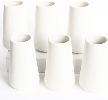 6 Pack White Ceramic Vases