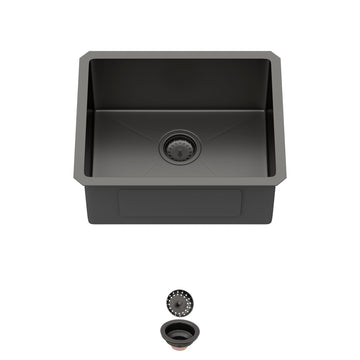 20 Gunmetal Black Stainless Steel Undermount Kitchen Bar Sink with Offset