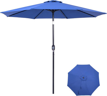 9 ft. Patio Umbrella, Market Table Umbrella w/Tilt and Crank, 8 Ribs - Navy Blue