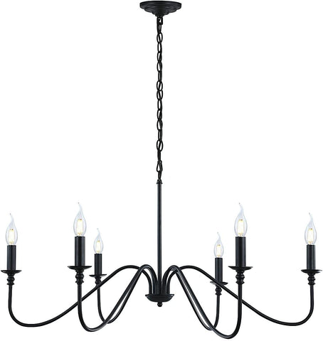 Black Chandelier,6-Light Rustic Industrial Iron Chandeliers for Dining Room Lighting Fixtures Hanging,Candle Hanging Hallway, Living Room, Foyer, Bedroom, Office, Bar,Island Lights A109-B09NL52QL9