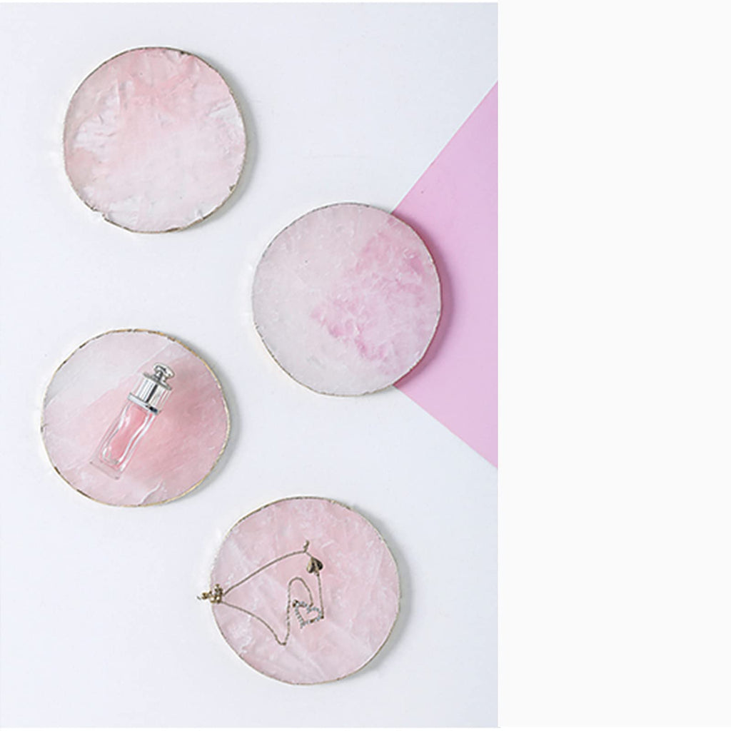 Rose Quartz Coaster Single with Stand (1Pcs), Pink Round Agate Coaster for Drinks, Natural Rose Crystal Stone with