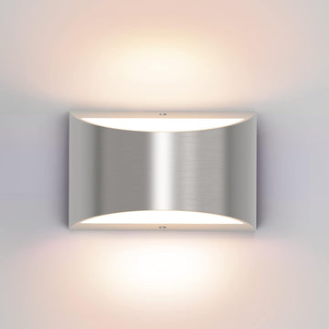Nickel Modern LED Wall Sconce Hardwired Indoor Wall Lights 1 Pack Up and Down Wall Mount Light Bedroom Hallway