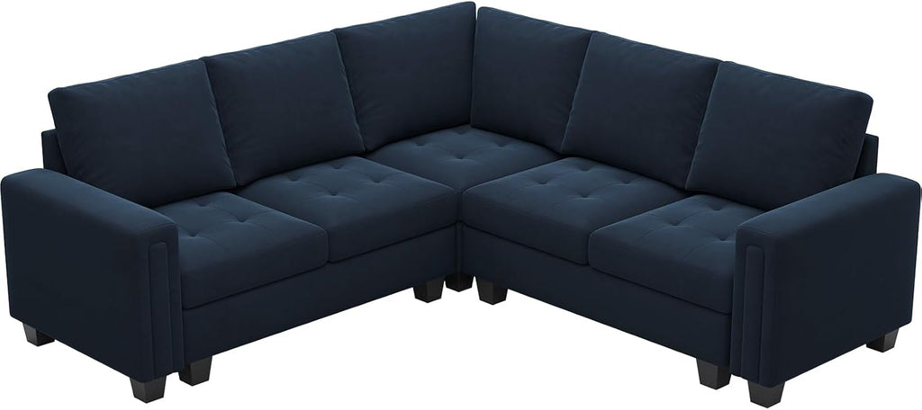 Velvet Modular Sectional Sofa Convertible Sectional Sofa Couch with Reversible Chaise L Shaped 4 Seater Corner Sofa