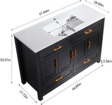 48" Bathroom Vanity, Freestanding Bathroom Vanities with Sink,Bathroom Storage Cabinet with 4 Soft Close Doors and 4 Drawers,Black A133-B0FFGGP7T9