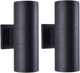 Modern Outdoor Porch Light Patio Light in 2 Lights with Aluminum Cylinder and Tempered Glass Cover Waterproof Wall Sconce 2 Pack (Matte Black) A123-B07MMLKTT5