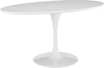Inspired Saarinen Style Tulip Oval Pedestal Dining Table — White, 60″ Oval