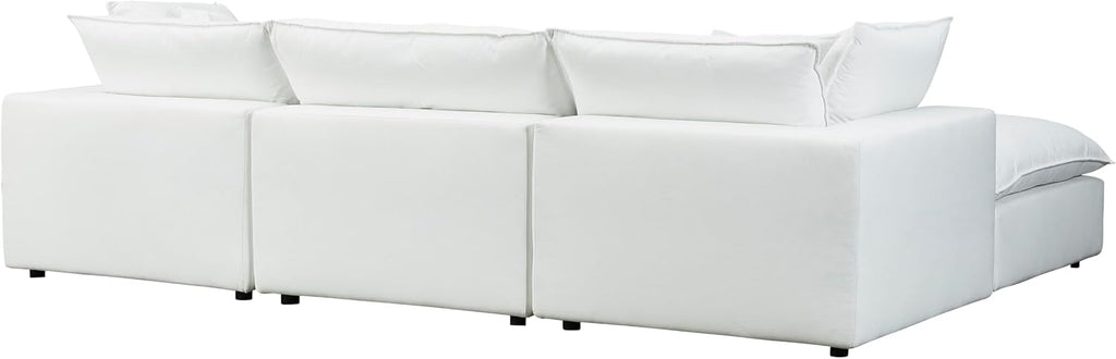Cali Pearl Modular White Upholstered 4 Piece Sectional