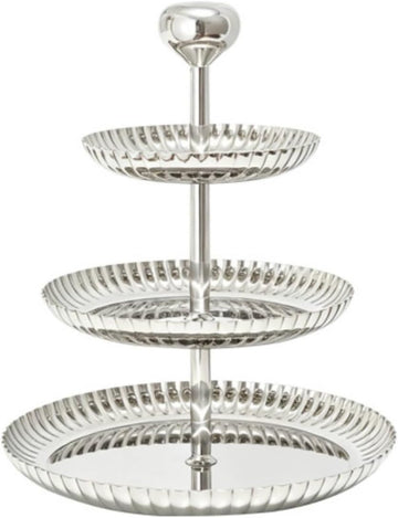 3 Tier Serving Tray Silver Tiered Serving Stand with Handle Mirrored Tiered Tray with Handle for Party Hosts, Pastry