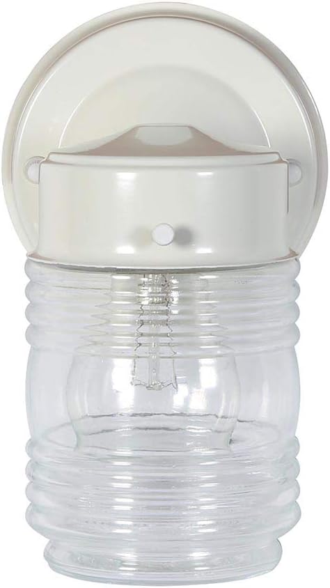Jelly Jar 1-Light Outdoor Wall Light with Clear Ribbed Glass, Wet Rated for Porch, Patio, and Entryway - House