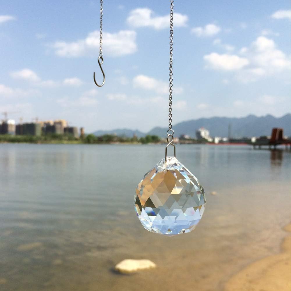 Crystal Prism Ball Window Suncatcher Rainow Maker 30mm/1.18 inches with Chain for Easy Hanging Pack of 3