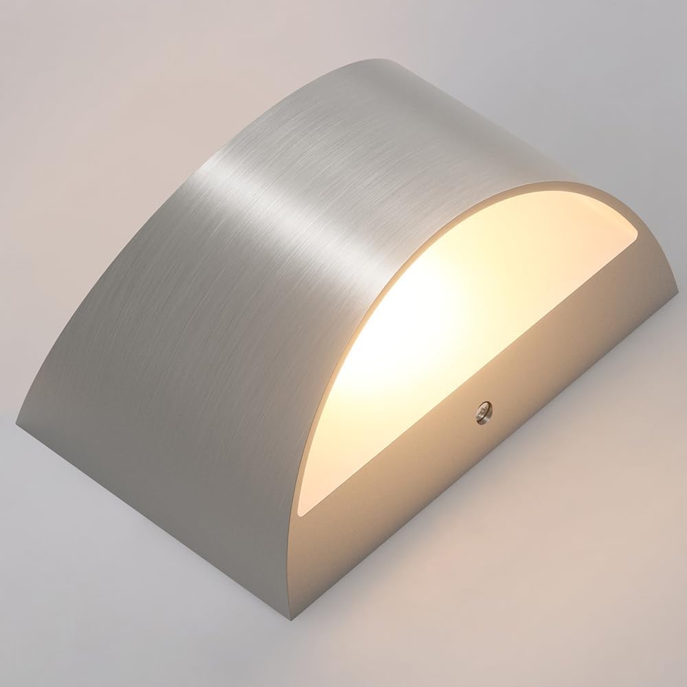 Nickel Modern LED Wall Sconce Hardwired Indoor Wall Lights 1 Pack Up and Down Wall Mount Light Bedroom Hallway