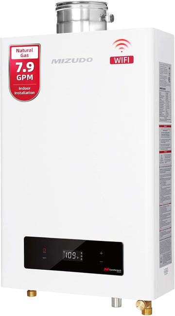 180, 000 BTU Natural Gas Tankless Water Heater Indoor Installation, Max 7.9 GPM