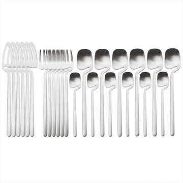 Matte Silver Cutlery Set 24 Pack, Kitchen Silverware/Flatware Anti-rust Utensil Set, Stainless Steel Dinnerware Set