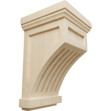 CASE-2 Fluted Wood Corbels, 4 1/4"W x 4 1/4"D x 7"H, Rubberwood