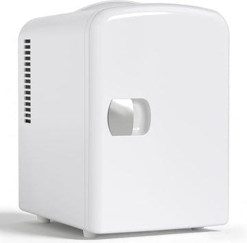 4L/6 Can Portable Mini Fridge,Personal Compact Refrigerator,Small Cooler for Food,Drinks or Skin Care, AC/DC for Bedroom, Car, Office & Dorm, White