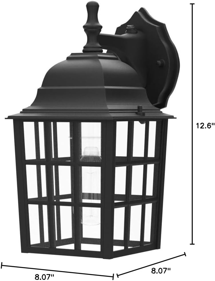 2-Pack Dusk to Dawn Outdoor Wall Lantern, Exterior Light Fixtures with Photocell Sensor, Black Wall Light Waterproof