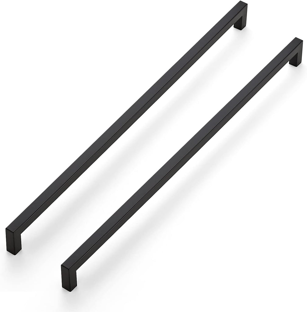 3 Pack Black Matte Cabinet Pulls and Handles - 18 Inch Square, Drawer Pulls, Kitchen Cabinet Hardware