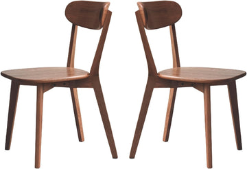 Walnut Oak Wood Dining Chair - Set of 2, Mid-Century Modern, Ergonomic, Easy Assembly