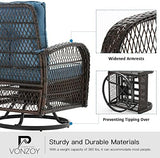 3-Piece Wicker Outdoor Patio Furniture Set - Swivel | Blue for Patio, Garden & Porch