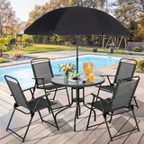 6-Piece Metal Outdoor Patio Furniture Set - Dining | Black for Backyard, Garden & Porch