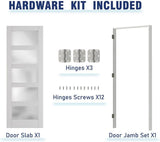 Prehung Interior Door, 32" x 80", 5-Lite Frosted Glass, Prehung Door, Right-Handed, White MDF with Door Jamb &