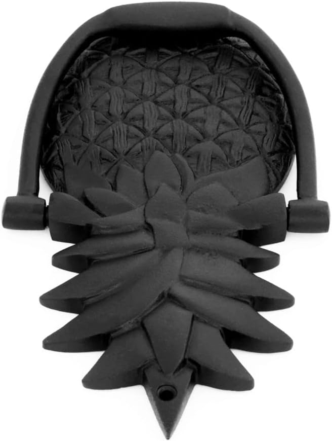 ᴹ Heavy Pineapple Door Knocker - Solid Brass Construction, Black Finish, 8 Inch Long with Mounting Hardware