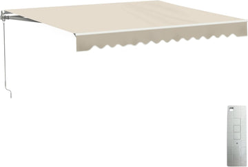 Electric Patio Awning Caribbean White Frame 13x10 Ivory | Retractable sunshade for decks and balconies