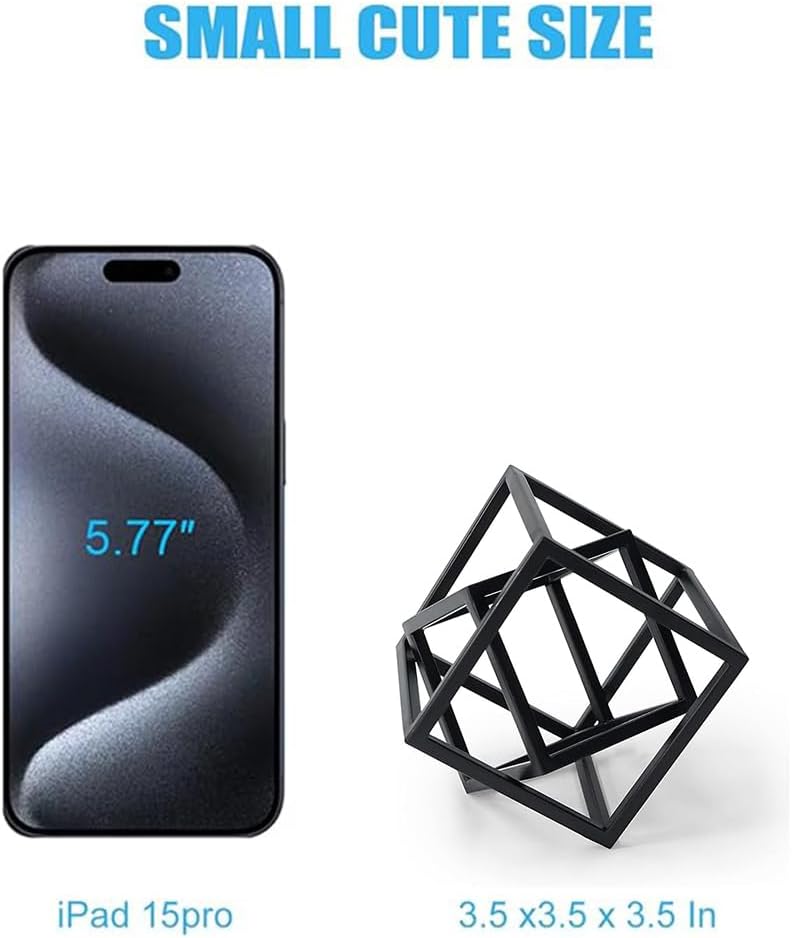 Small Geometric Sculpture, Metal Cube Decorative Ornaments Modern Home Decor Accent