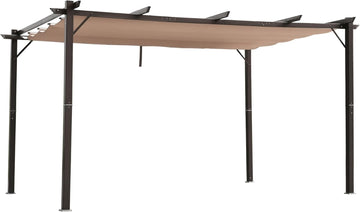 10' x 13' Aluminum Patio Pergola with Retractable Pergola Canopy, Backyard Shade Shelter for Porch, Outdoor Party