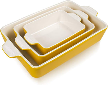 Ceramic Bakeware Set, Rectangular Dish for Oven Lasagna Pans for Cooking, Kitchen, Cake Dinner, Banquet and Daily